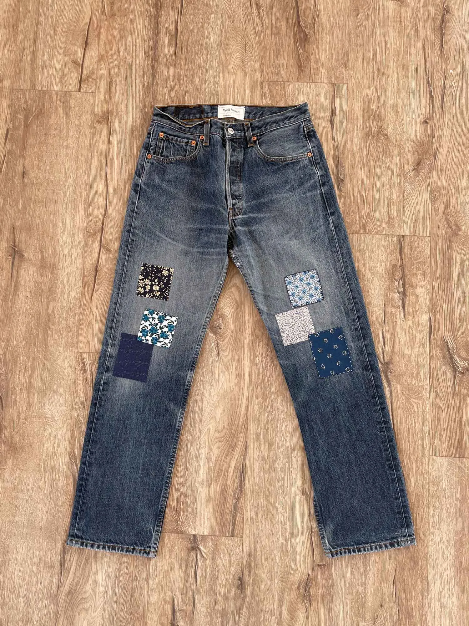 #14 Sashiko and Boro Patched Vintage Jeans 30"