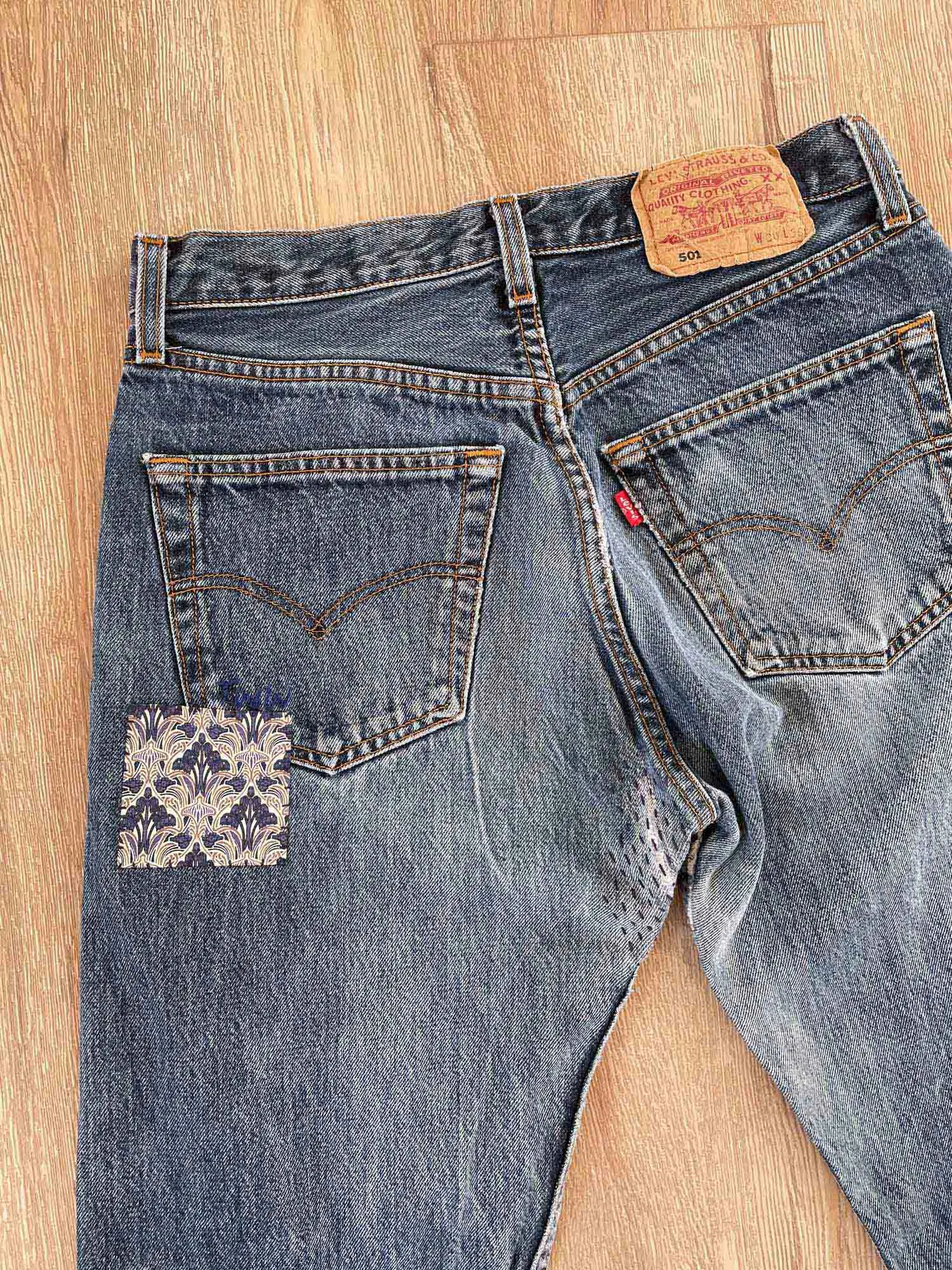 #14 Sashiko and Boro Patched Vintage Jeans 30"