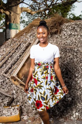 African Skirt In Red Flower