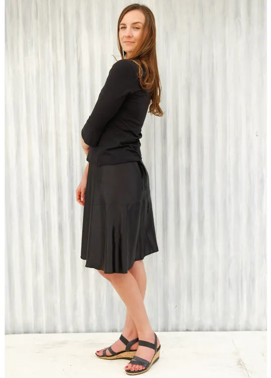 Black Vera Wrap Skirt