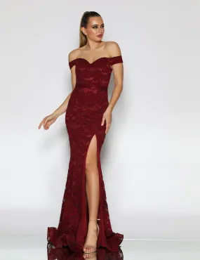 Catherine Lace Formal Gown - Wine [SAMPLE]