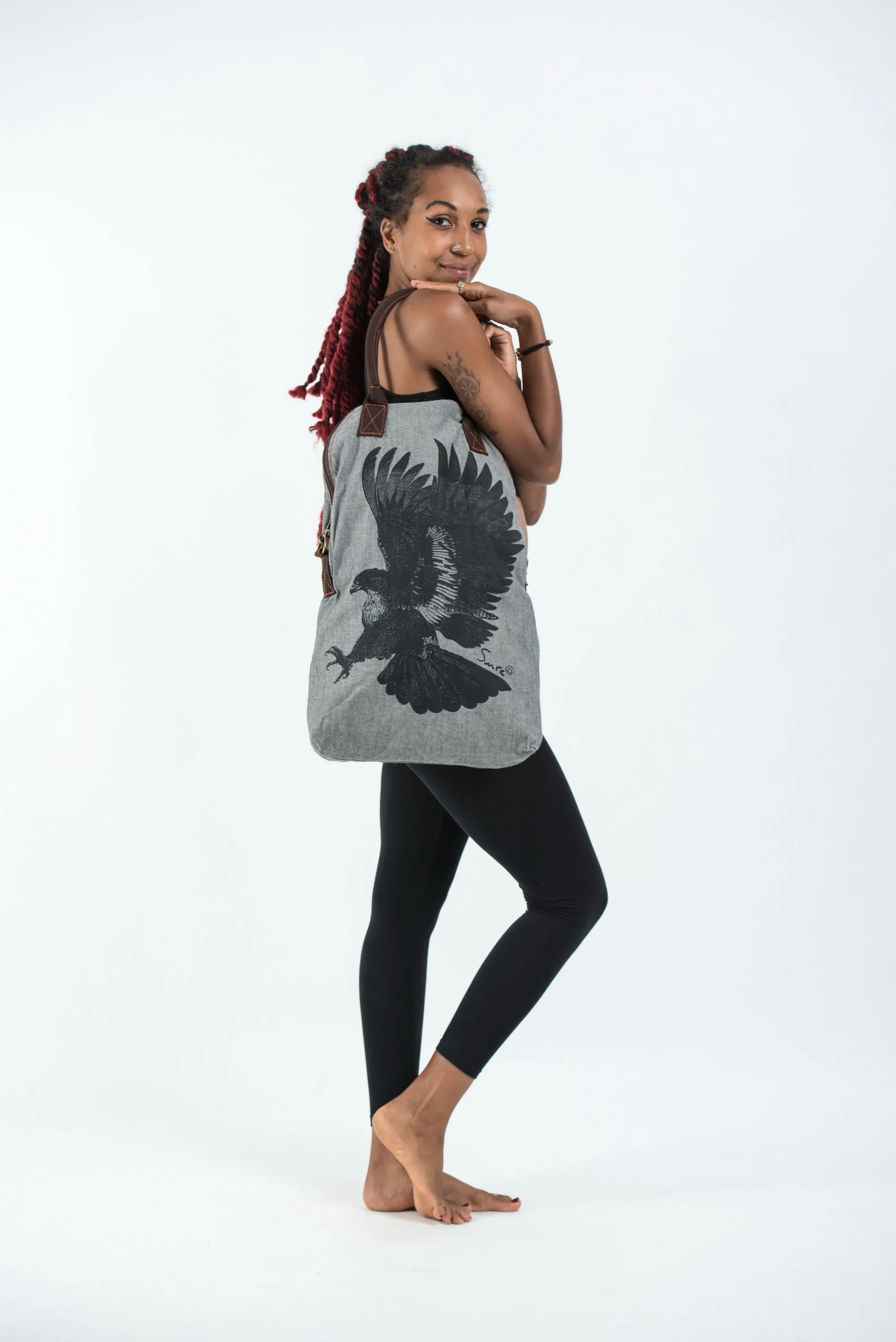 Eagle Oversize Zippered Shoulder Bag in Denim Gray