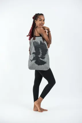 Eagle Oversize Zippered Shoulder Bag in Denim Gray