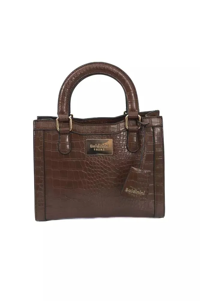 Elegant Brown Shoulder Bag with Golden Accents