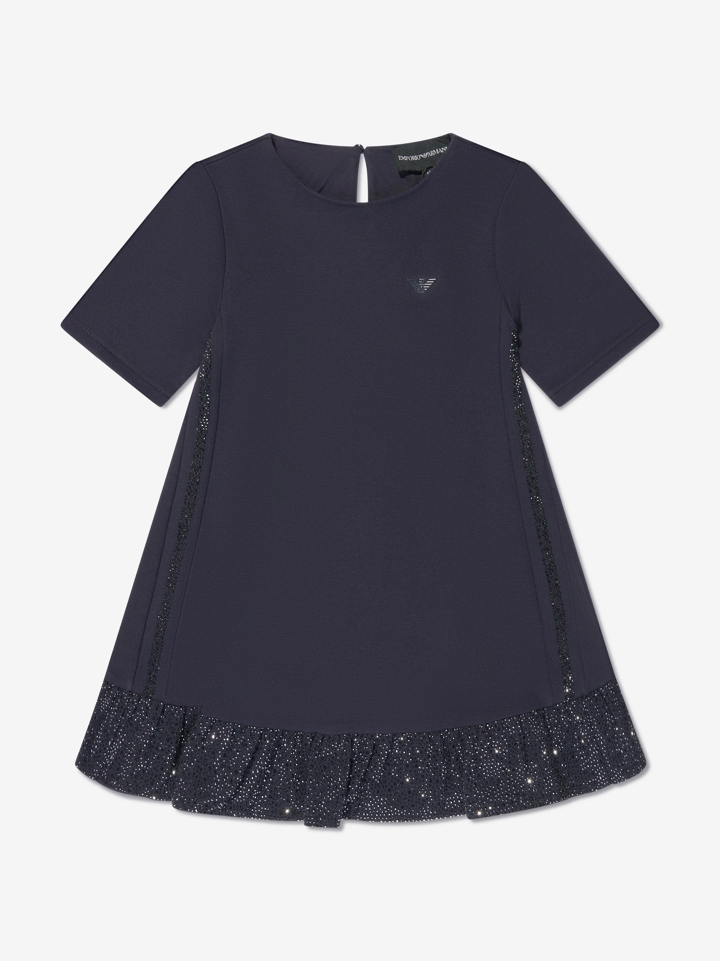 Emporio Armani Girls Side Sequin Dress In Navy