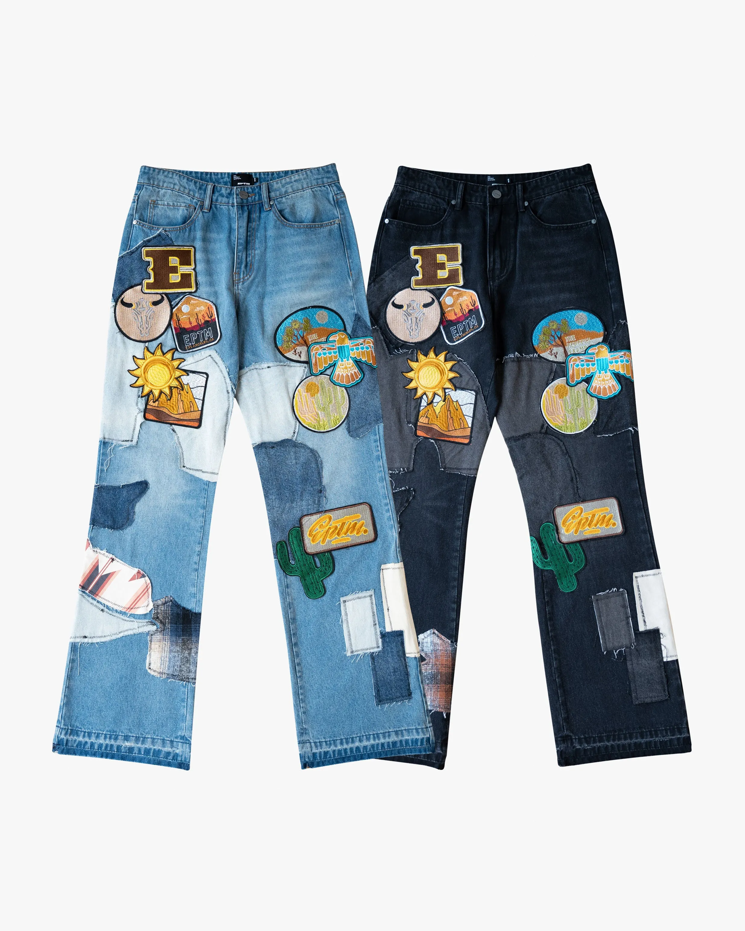 EPTM PATCHWORK JEANS - BLUE