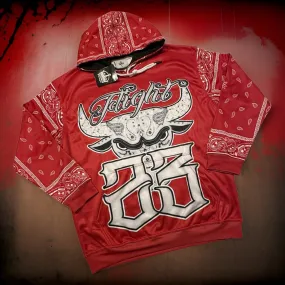 *FLIGHT 23* RED BANDANA / PAISLEY PULLOVER HOODIES (FLEECE LINED & BACK EMBROIDERY)