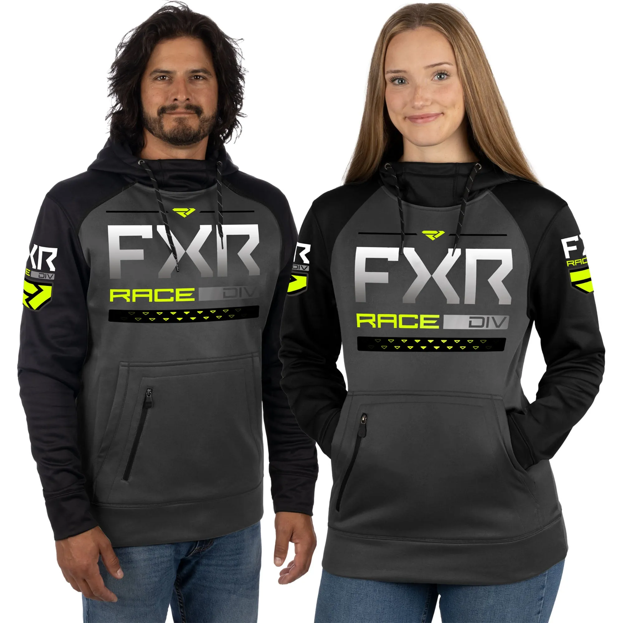 FXR Race Division Tech Pullover Hoodie Charcoal/HiVis Grey