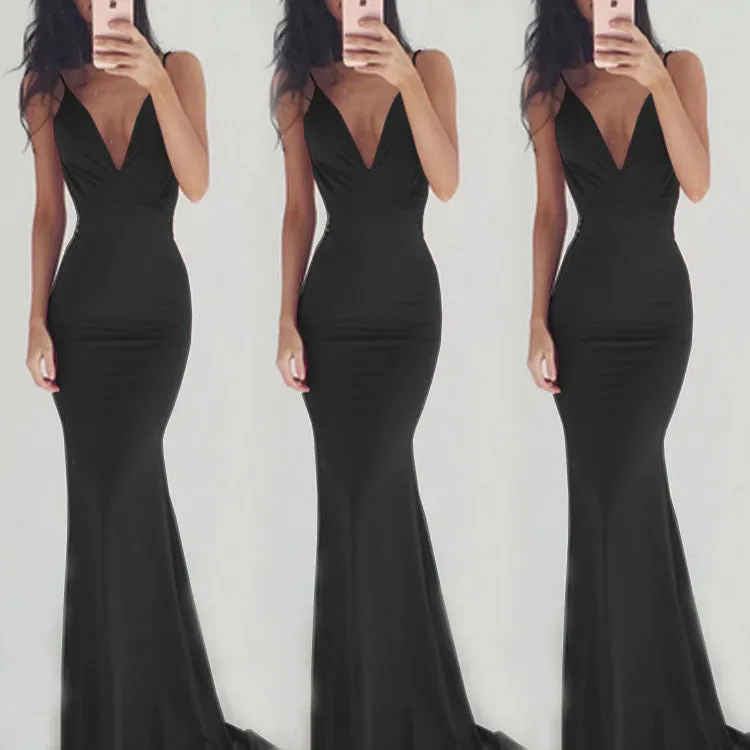 Gina Sleeveless Sexy Back Fitted Gown