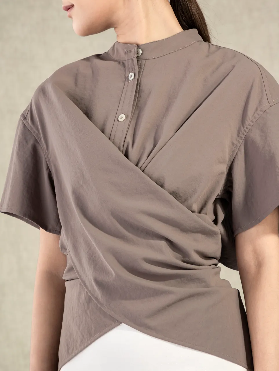 Hi Low Wrap Shirt Flint Grey