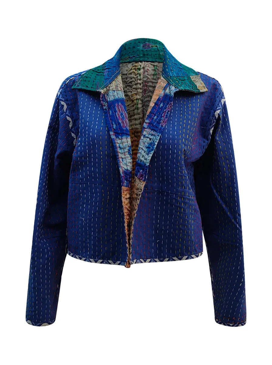 kantha vintage silk crop jacket krishu