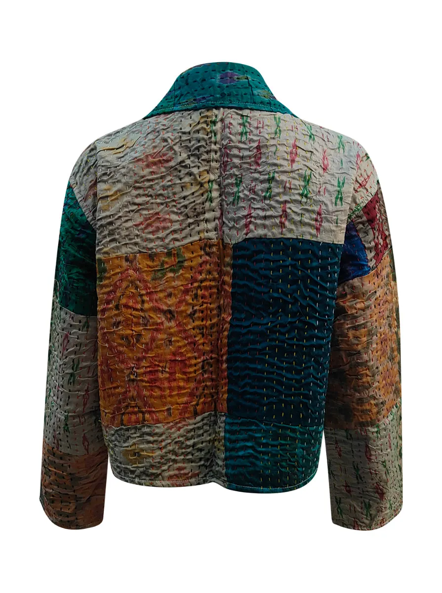 kantha vintage silk crop jacket krishu