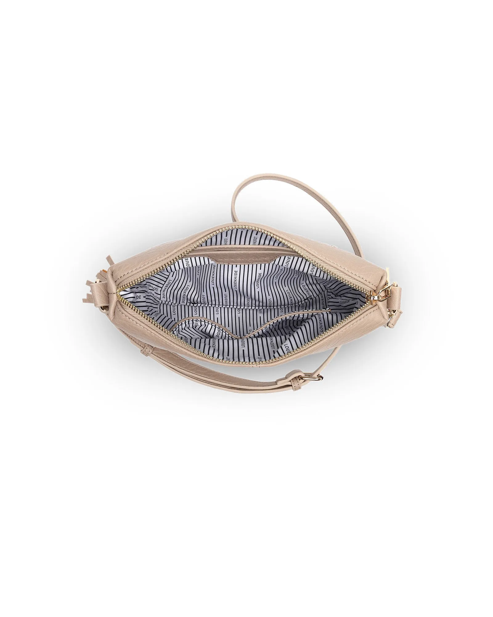 KASEY TEXTURED CROSSBODY BAG WITH LOGO STRAP PUTTY