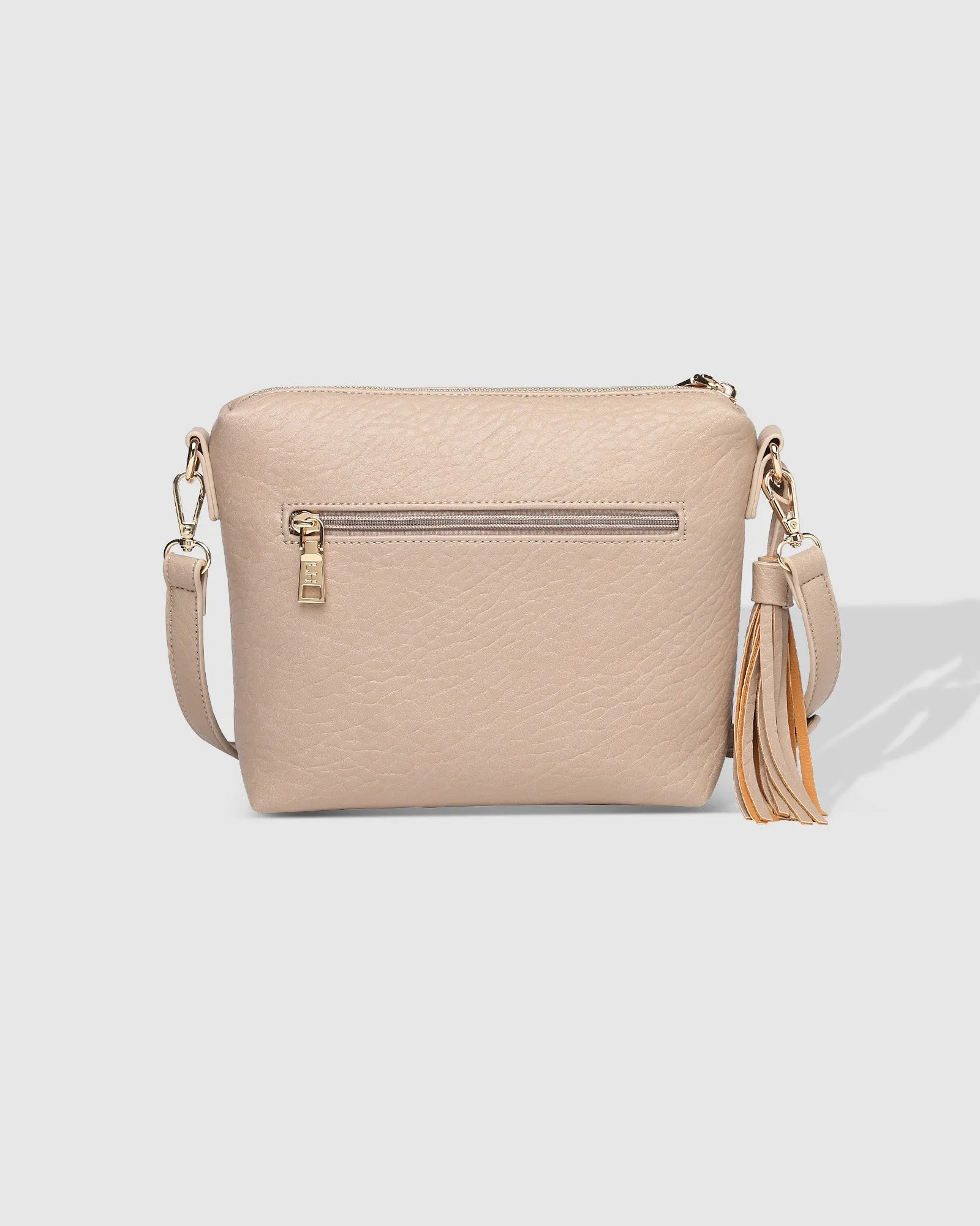 KASEY TEXTURED CROSSBODY BAG WITH LOGO STRAP PUTTY