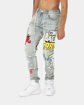 Lifted Anchors Boulevard Puff Print Jeans Blue Wash