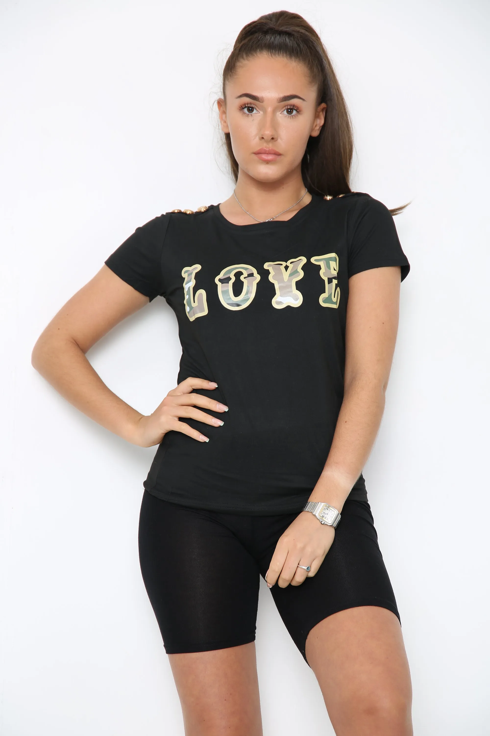 Love and Buttons T Shirt