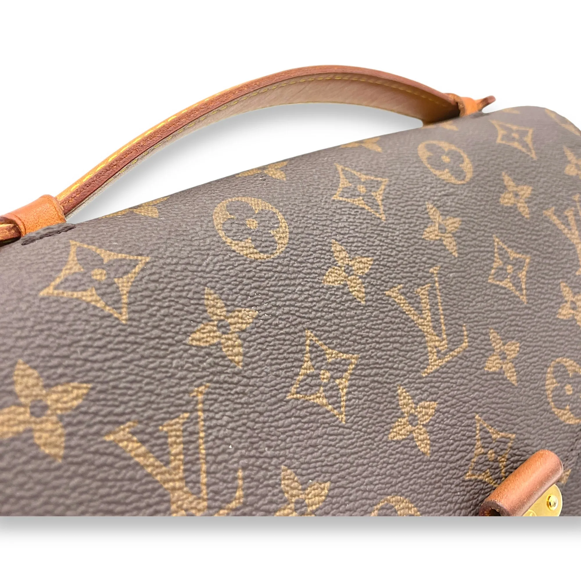 Metis Brown Crossbody Bag in Monogram Coated Canvas, Gold hardware