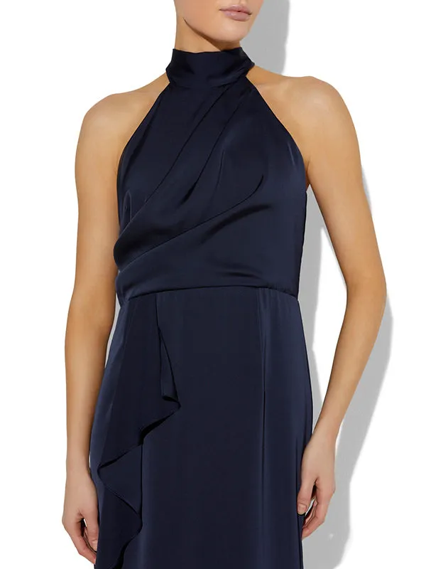 Nadine Navy Halter Gown