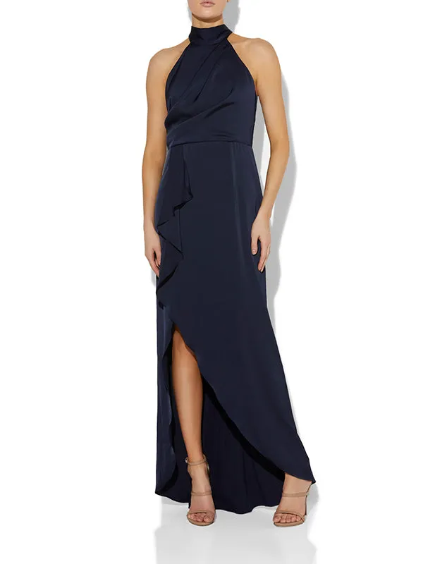 Nadine Navy Halter Gown