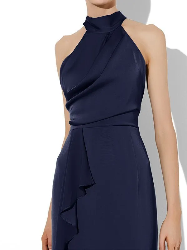 Nadine Navy Halter Gown