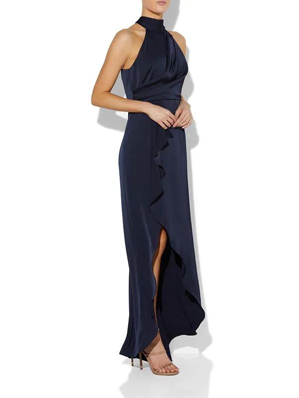 Nadine Navy Halter Gown