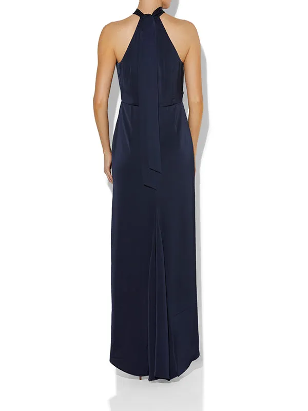 Nadine Navy Halter Gown