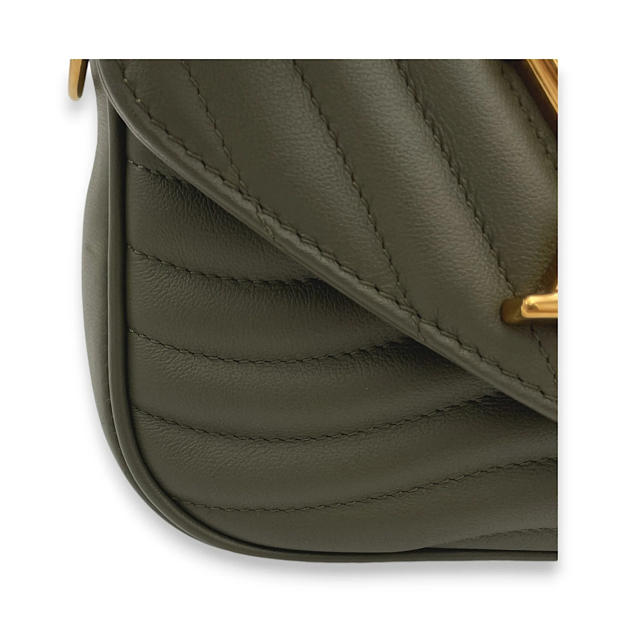 New Wave Multi-Pochette Green Crossbody Bag in Calfskin, Gold hardware