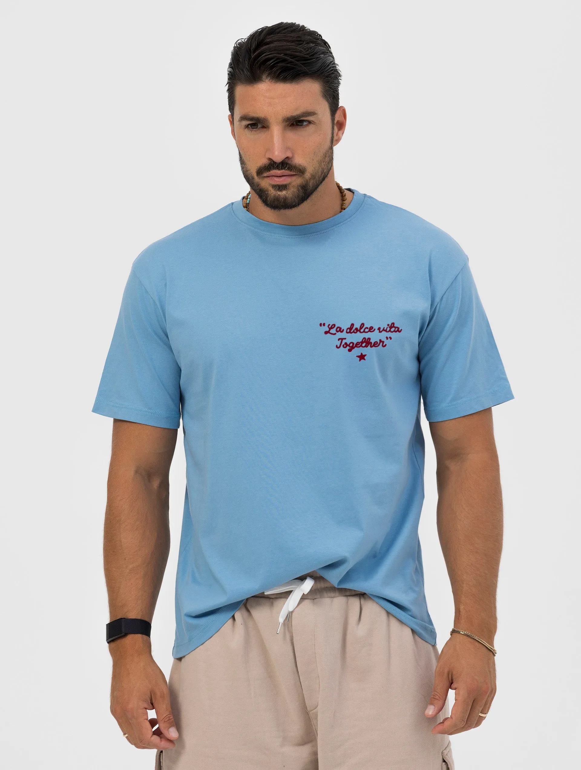 NOHOW LMTD DOLCE VITA T-SHIRT IN LIGHT BLUE