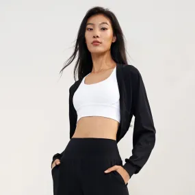 Omniflex Knitted Crop Cardigan Top Jacket  Black