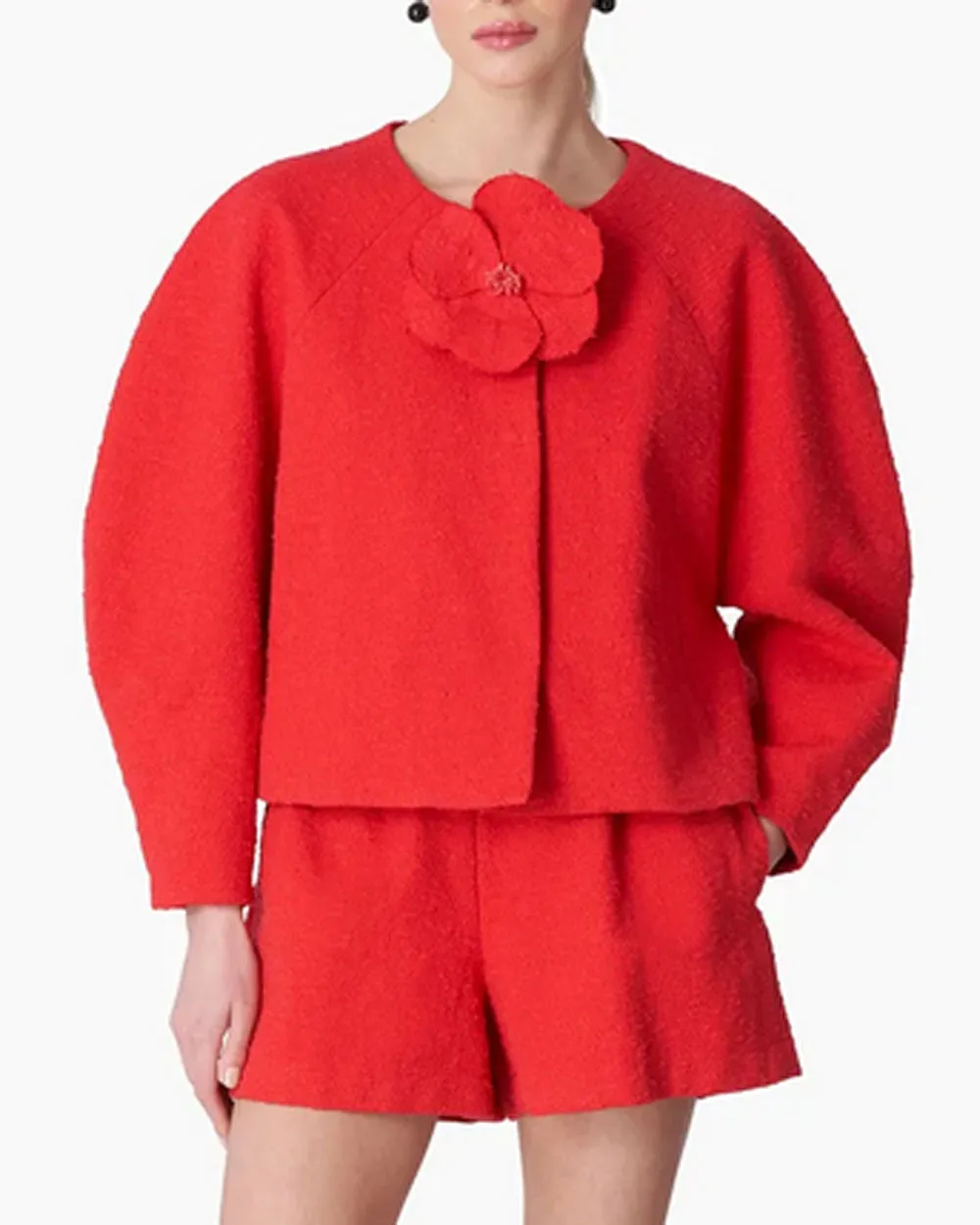 Poppy Boucle Collarless Crop Jacket