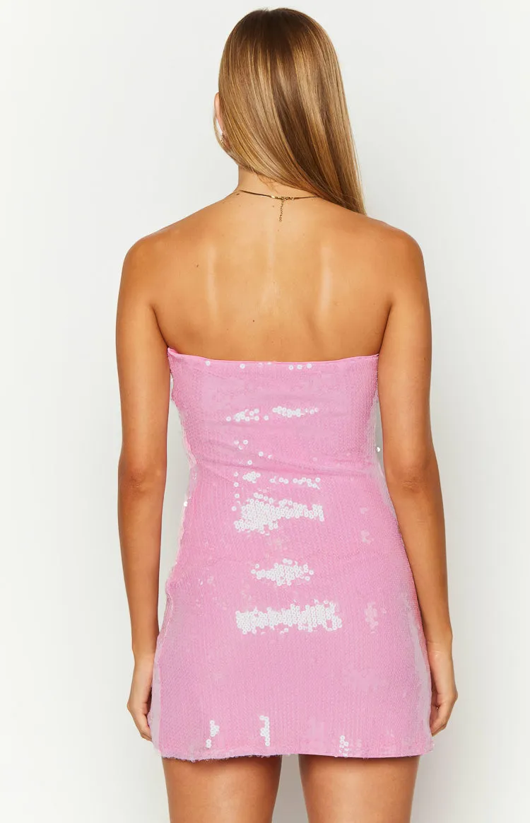 Quinn Pink Sequin Rose Mini Dress