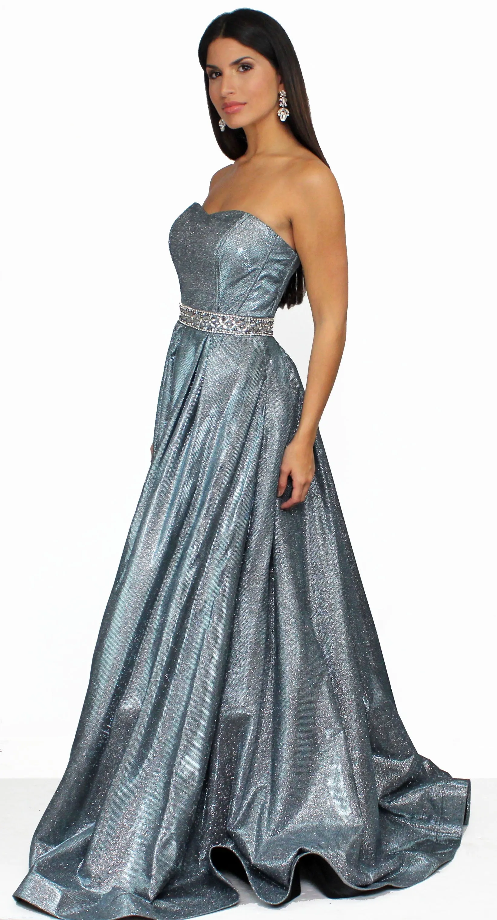 Romantic Tale Blue Glitter Ball Gown