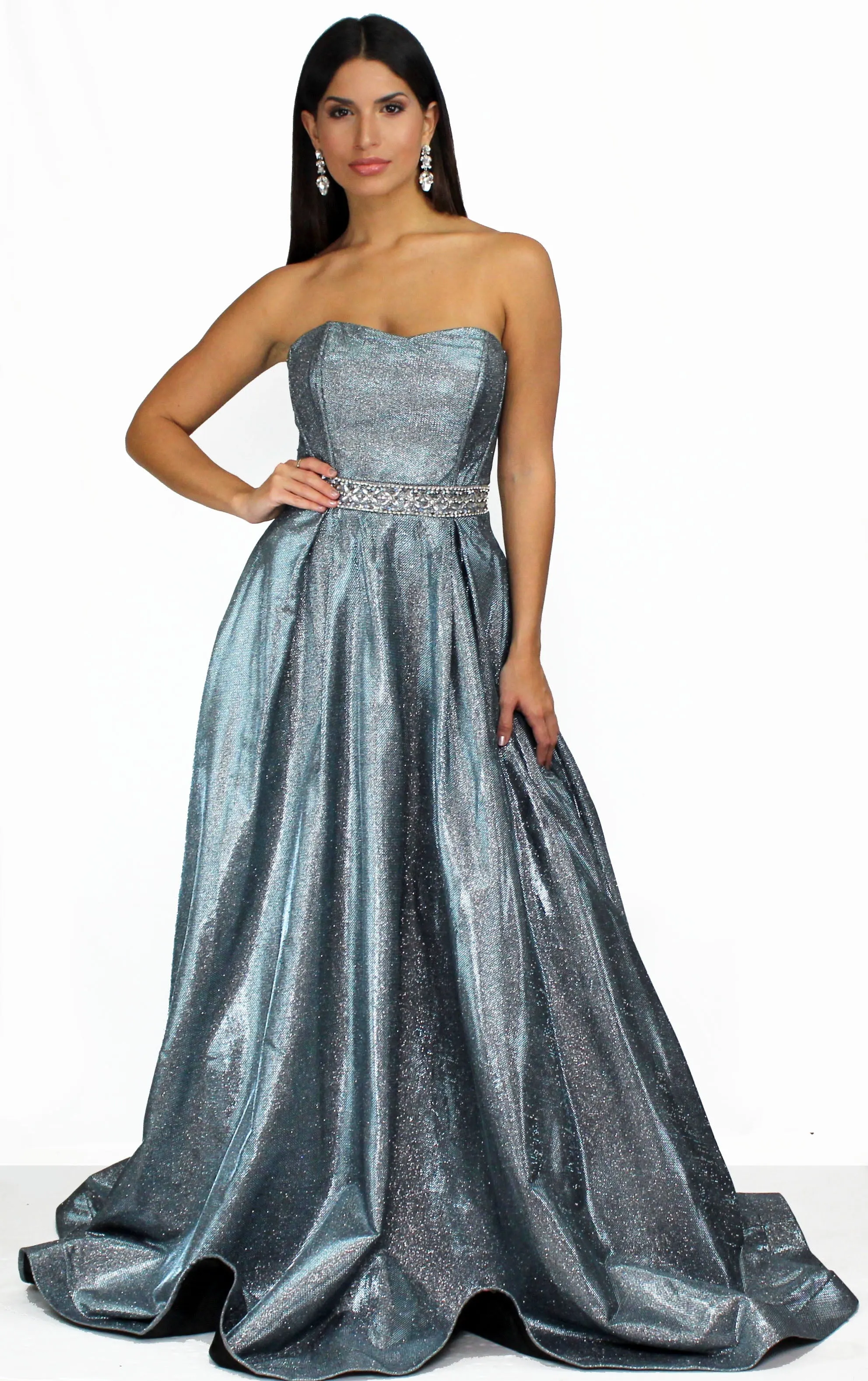 Romantic Tale Blue Glitter Ball Gown