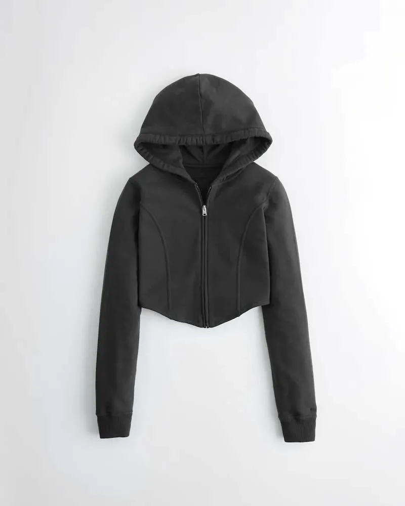 Slim Crop Full-Zip Hoodie