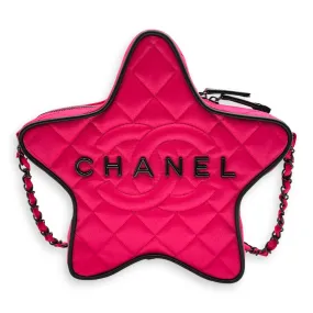 Star Hot Pink/Black Crossbody Bag in Satin/Calfskin, Black Chrome hardware