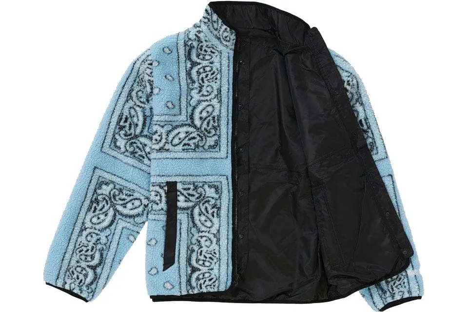 SUPREME REVERSIBLE BANDANA FLEECE JACKET LIGHT BLUE