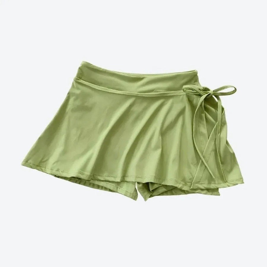 Trendy High-Waist Wrap Skater Skirts