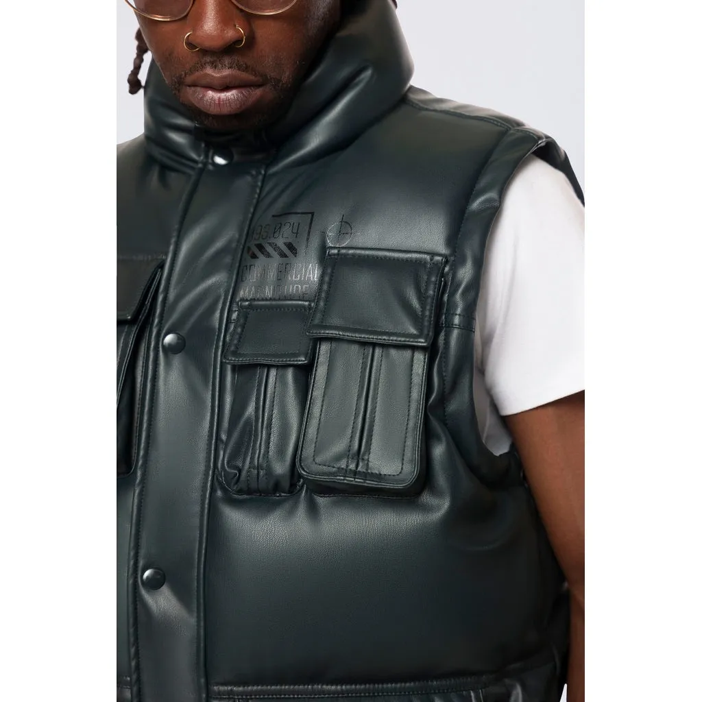 Utility Vegan Leather Vest - Scarab