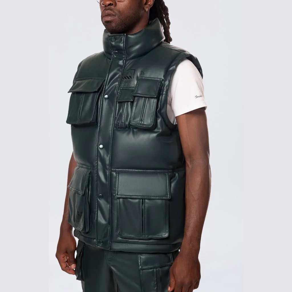 Utility Vegan Leather Vest - Scarab