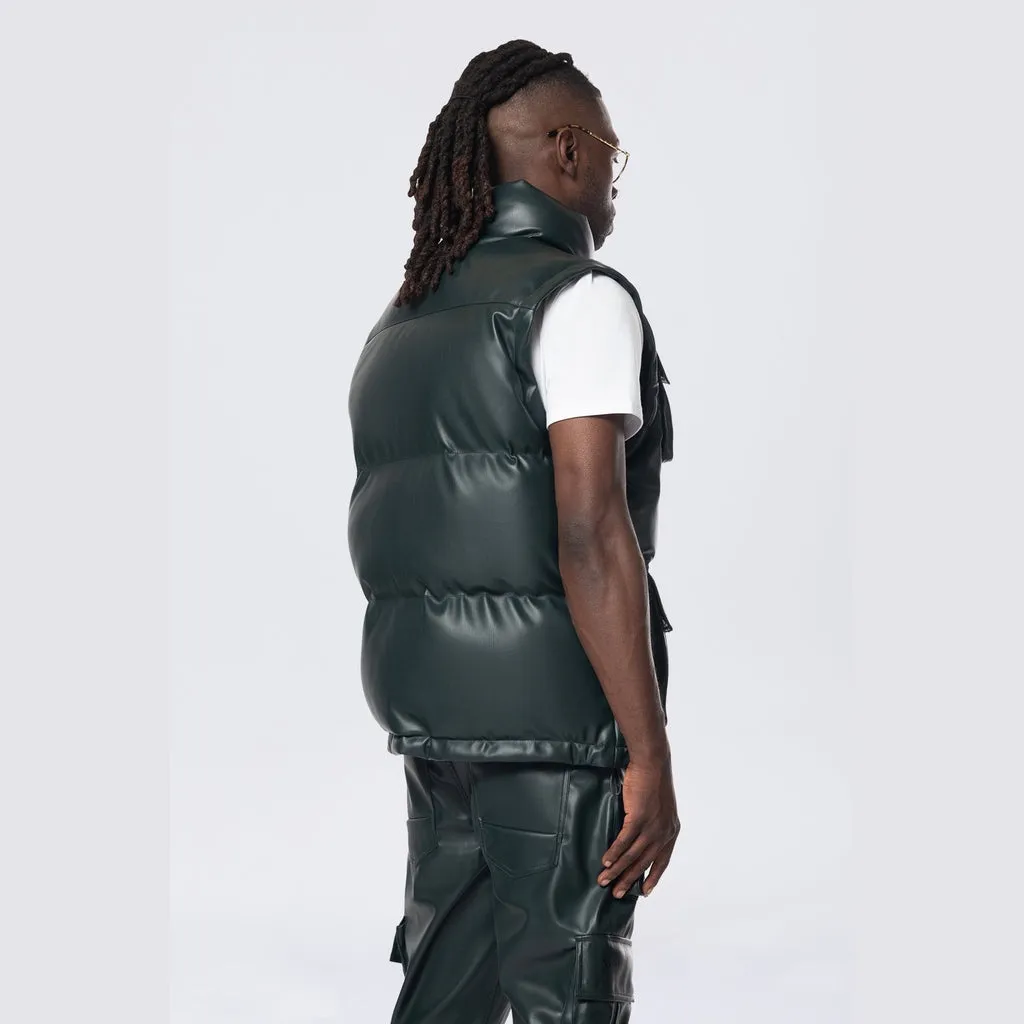 Utility Vegan Leather Vest - Scarab