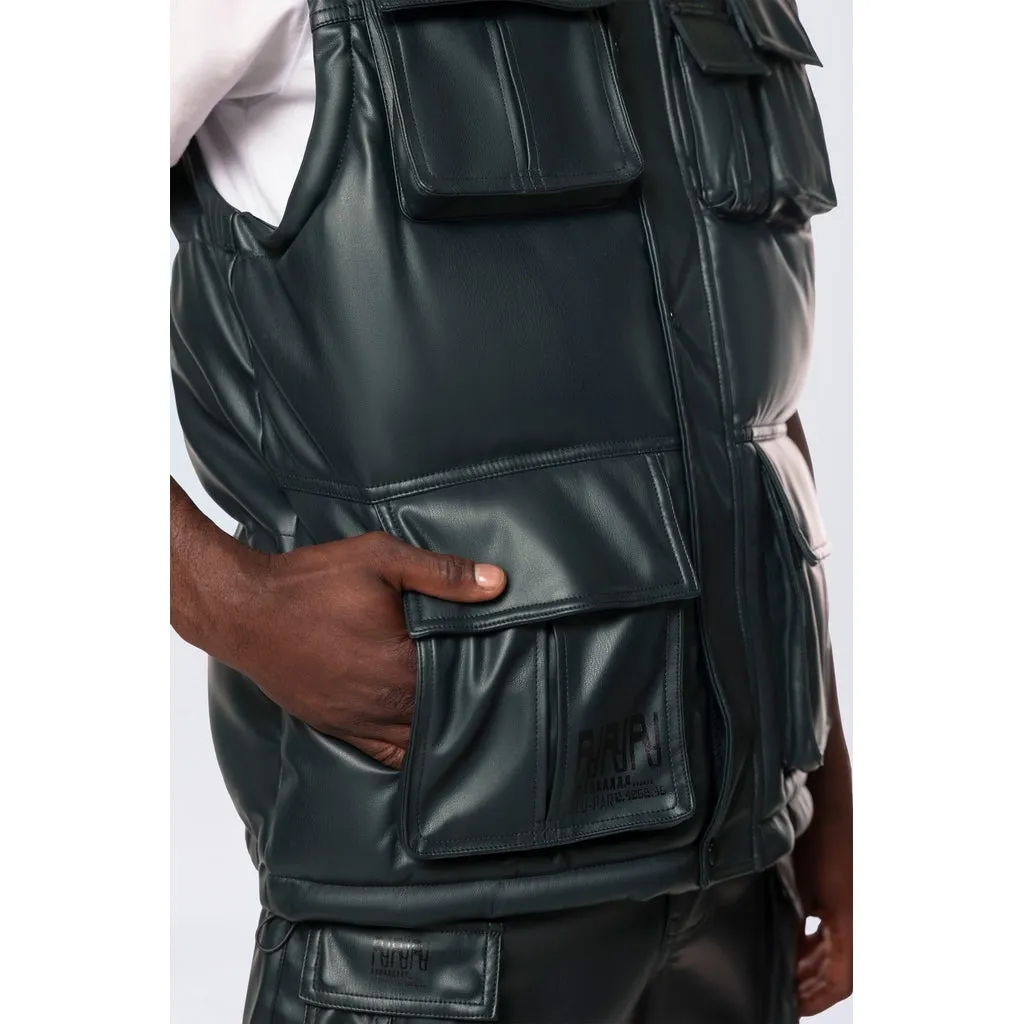 Utility Vegan Leather Vest - Scarab