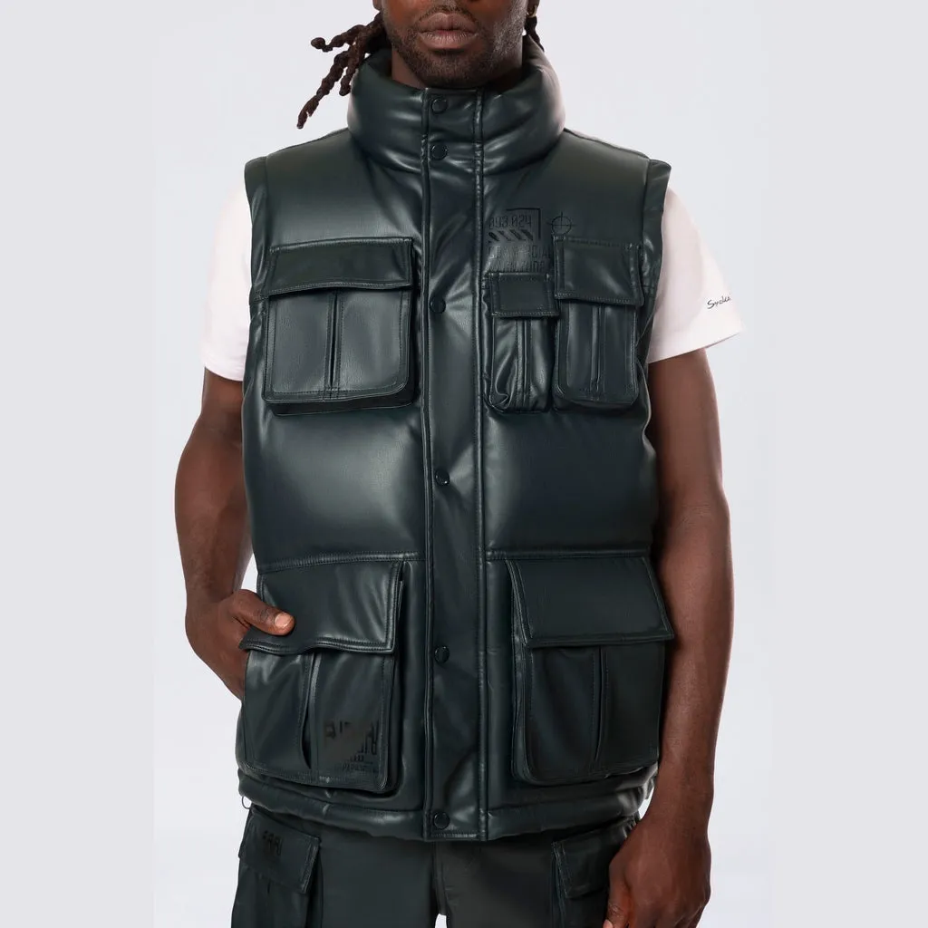 Utility Vegan Leather Vest - Scarab