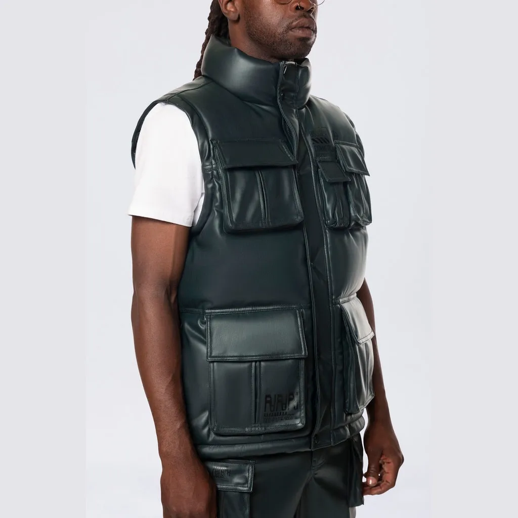 Utility Vegan Leather Vest - Scarab