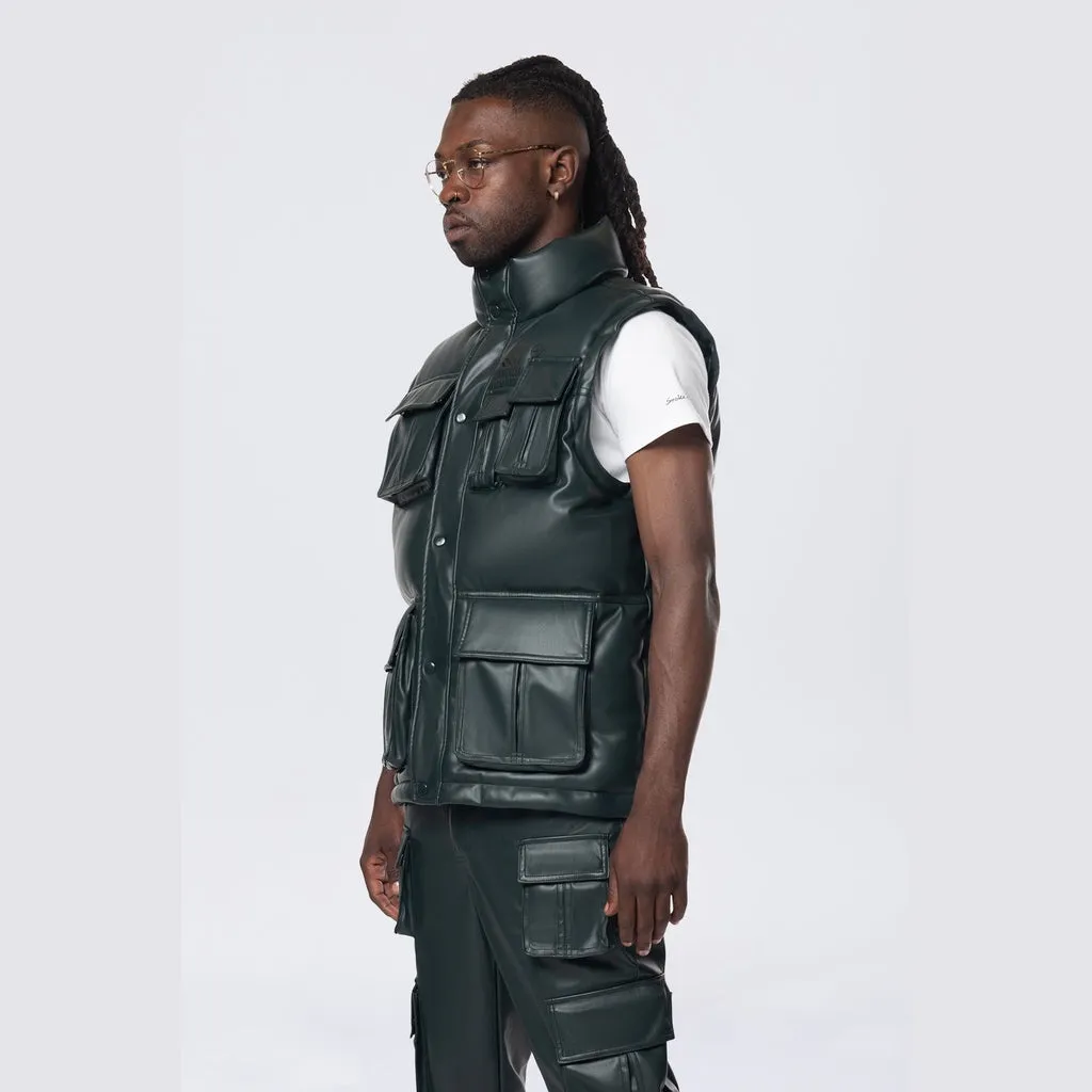 Utility Vegan Leather Vest - Scarab