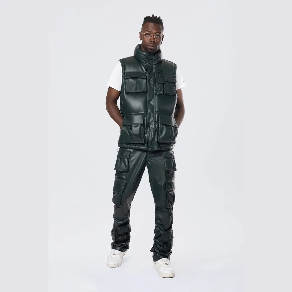 Utility Vegan Leather Vest - Scarab