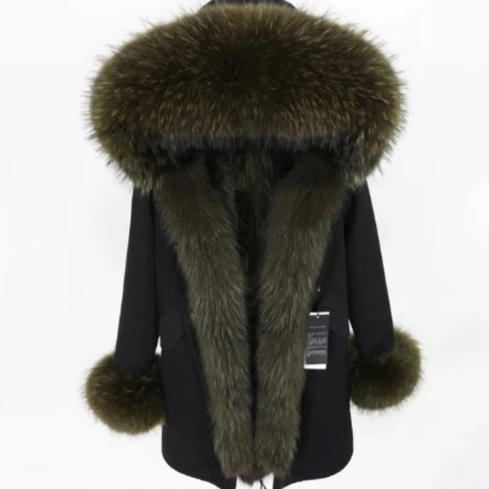 Women's Winter Casual Warm Long Parka With Raccoon Fur