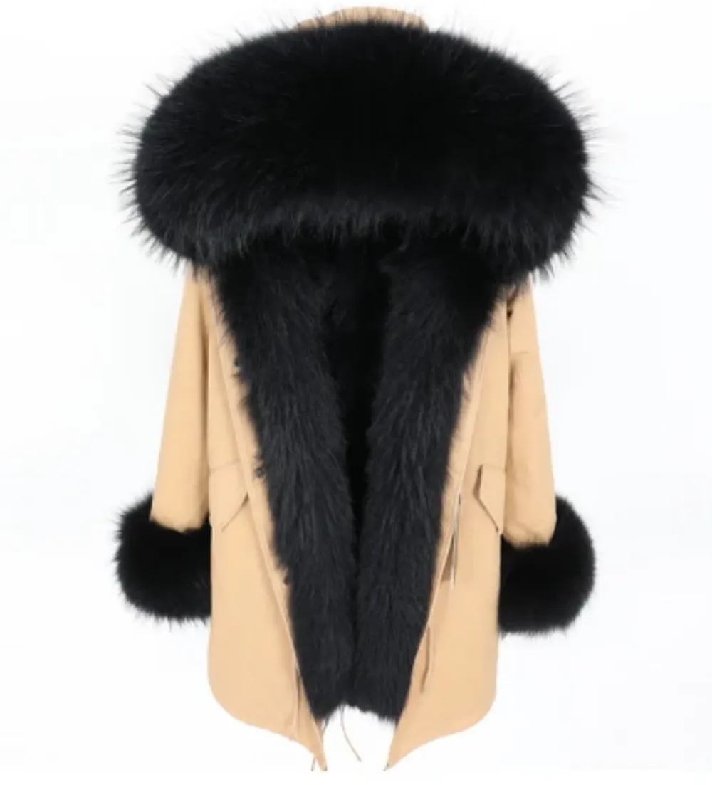 Women's Winter Casual Warm Long Parka With Raccoon Fur