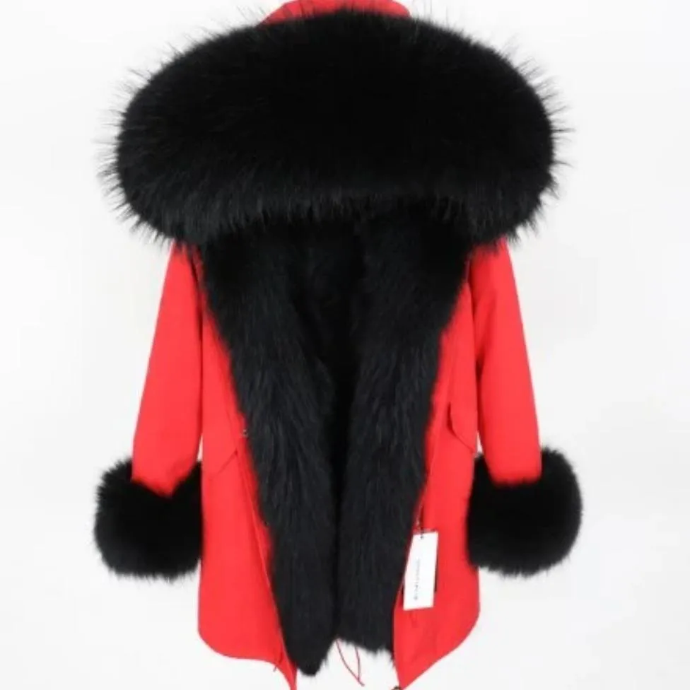 Women's Winter Casual Warm Long Parka With Raccoon Fur