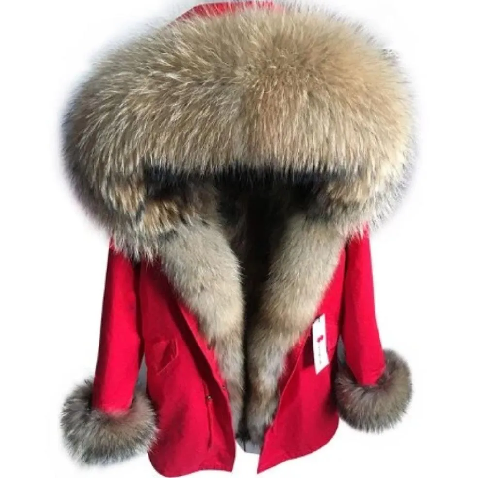 Women's Winter Casual Warm Long Parka With Raccoon Fur