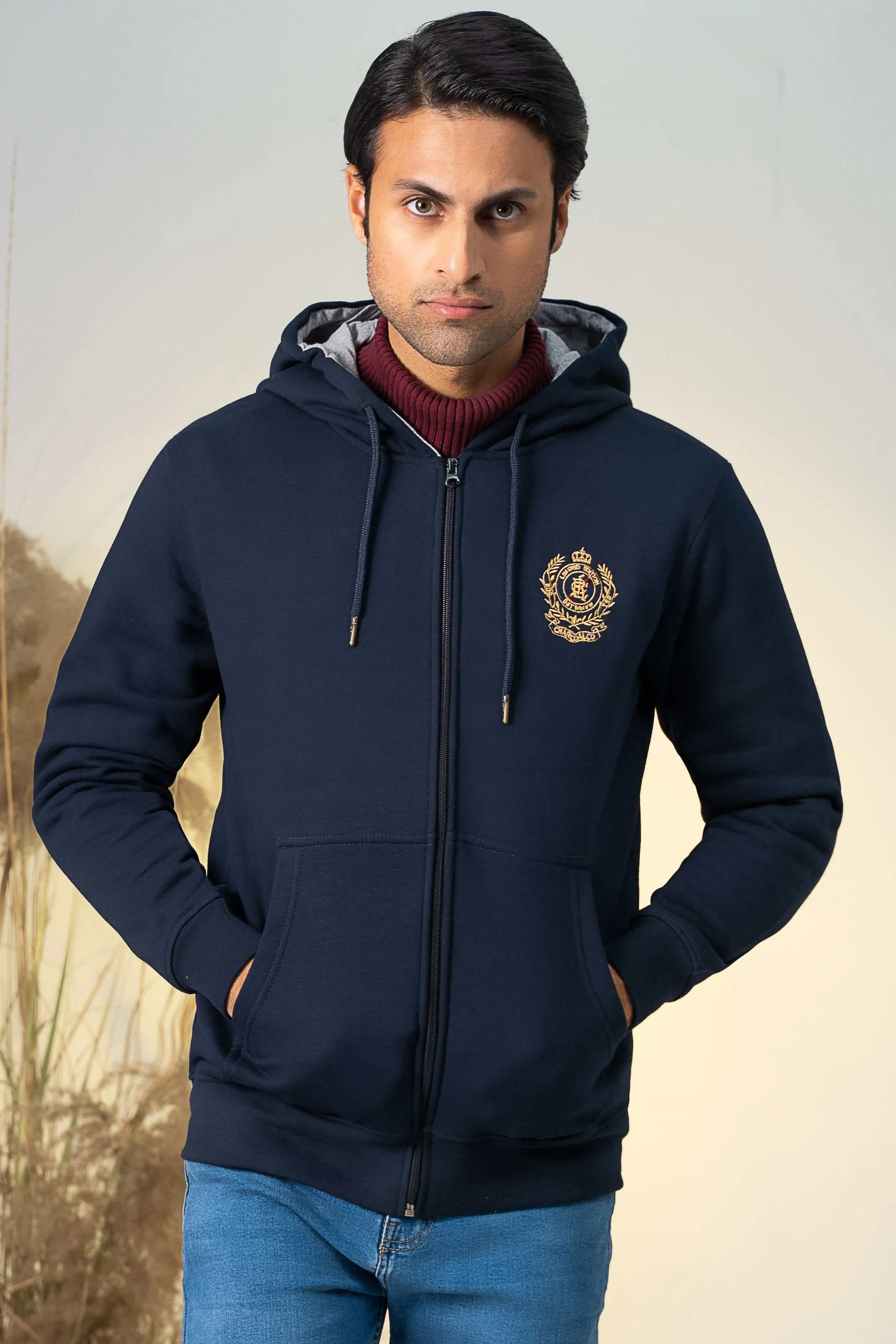 ZIPPER HOODIES NAVY